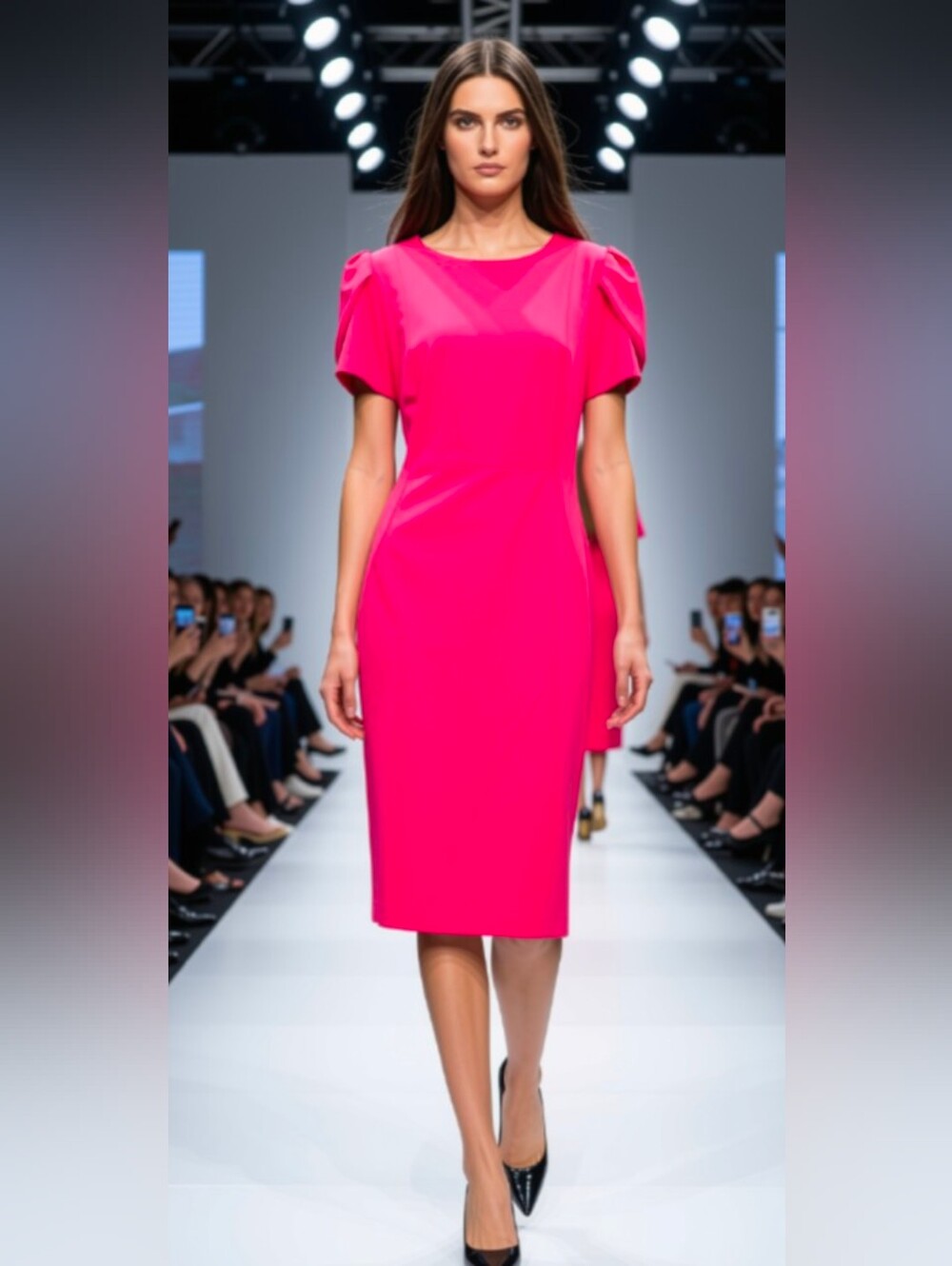 Calvin Klein Hot Pink Midi Sheath Dress, Wedding Guest Dress